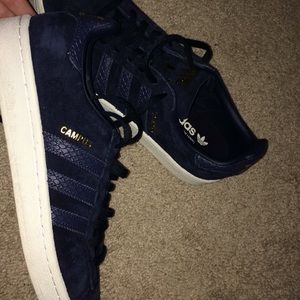 Navy blue adidas campus shoes